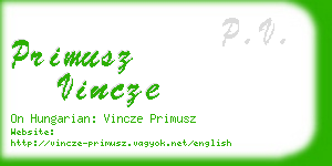 primusz vincze business card